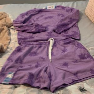 Brand new with tags, tie-dye shorts and sweatshirt to match size large